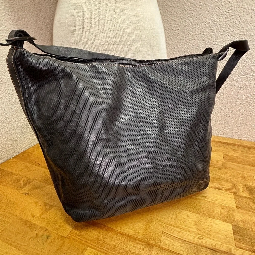 Campomaggi Teodorano Italy Perforated Black Leather Crossbody Bag
